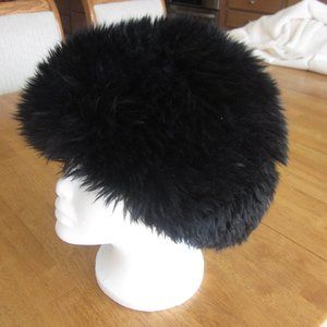 XL 23.5" black LAMBSKIN SHEEPSKIN FUR hat - unisex